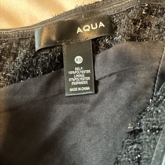 Aqua Label Black Tweed Short Sleeve Cold Shoulder Mini Dress Xs - Picture 4 of 4